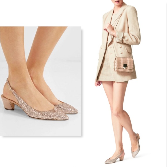 Jimmy Choo Shoes - New JIMMY CHOO champagne Glitter Slingback Pump 43